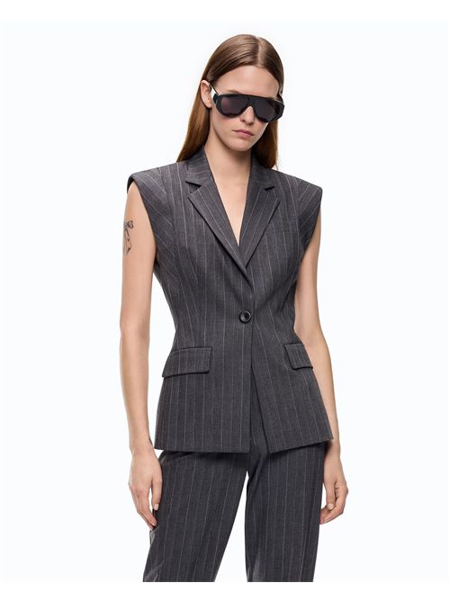 Gilet gessato in misto lana